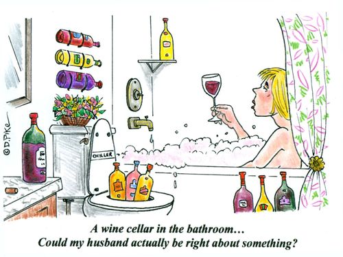 'A wine cellar in the bathroom... Could my husband actually be right about something?'