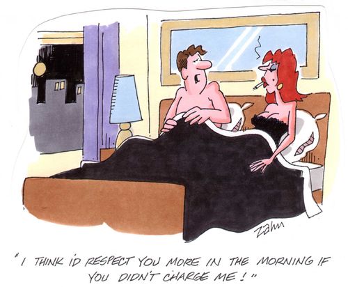 'I think I'd respect you more in the morning if you didn't charge me!'