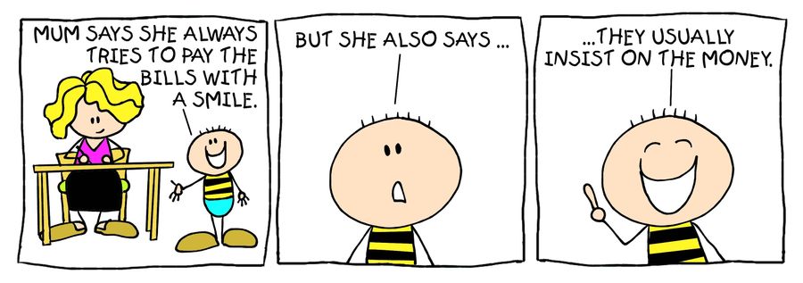 Billy strip: paying bills with a smile.