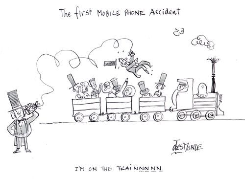 The first mobile phone accident.