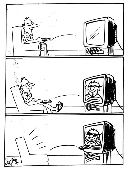 TV Remote control user is zapped by his telly