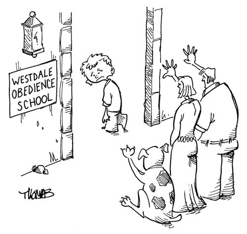 Parents dropping kid off at obedience school, instead of dog.