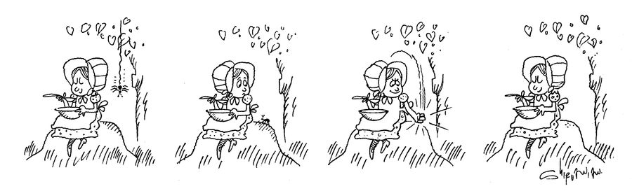 The spider does not frighten Little Miss Muffet.