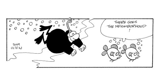 'There goes the neighborhood!' (fish referring to diver)