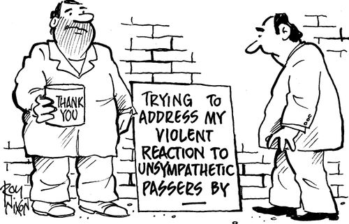 'Trying to address my violent reaction to unsympathetic passers by.'