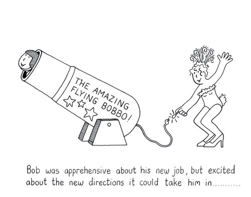 Bob was apprehensive about his new job, but excited about the new directions it coudl take him in...