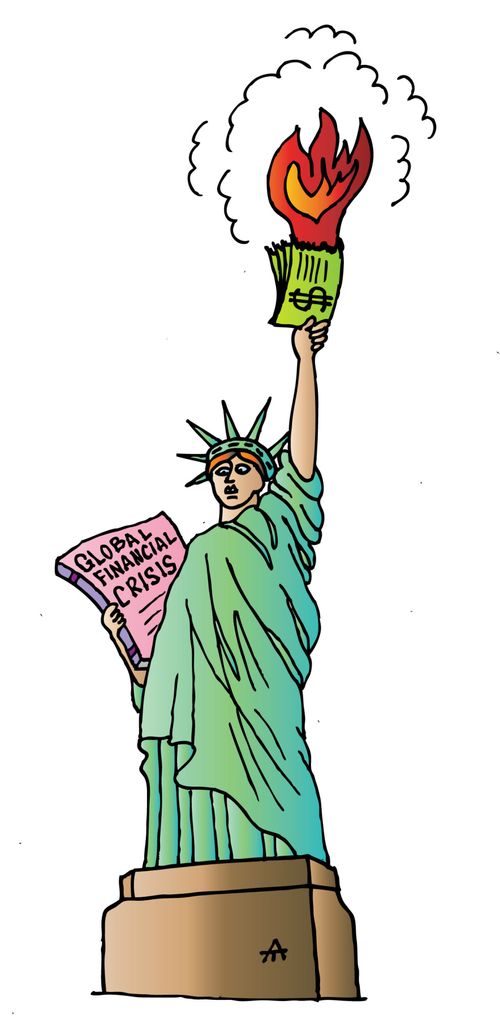 Statue of Liberty Burns Money As Flame