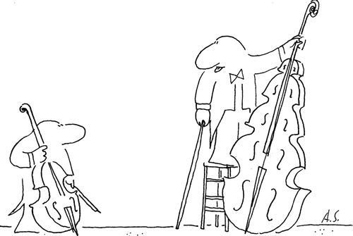 Small Man Playing a Cello