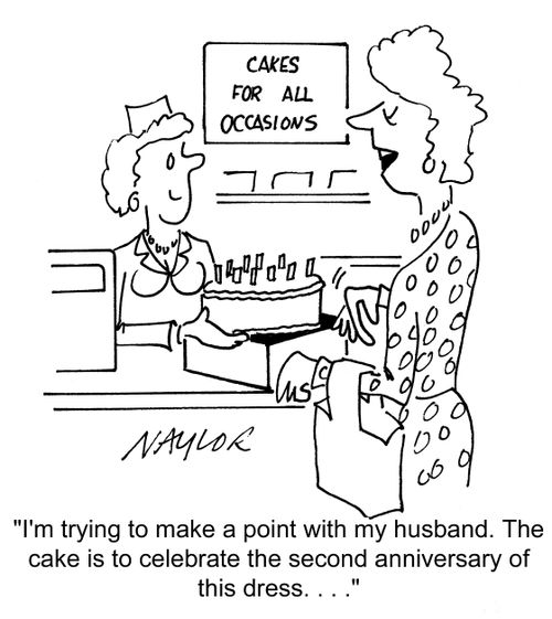 'I'm trying to make a point with my husband. The cake is to celebrate the second anniversary of this dress. . .'
