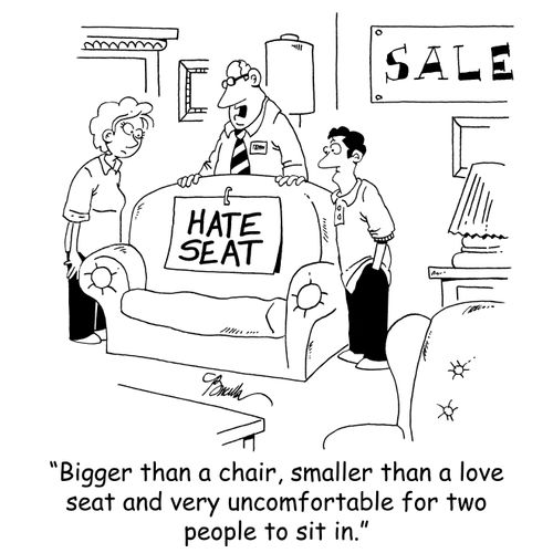 'Bigger than a chair, smaller than a love seat and very uncomfortable for two people to sit in.'