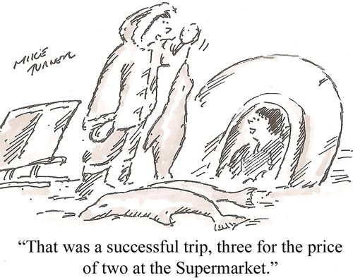 'That was a successful trip, three for the price of two at the supermarket.'