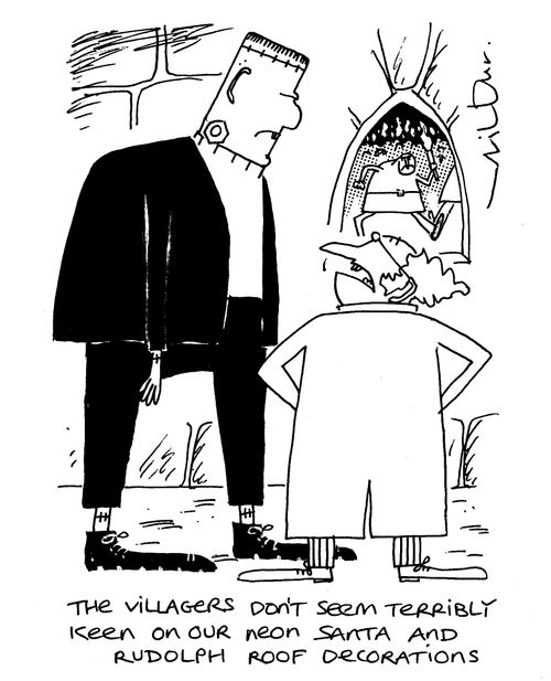 'The villagers don't seem terribly keen on our neon Santa and Rudolph roof decorations.'