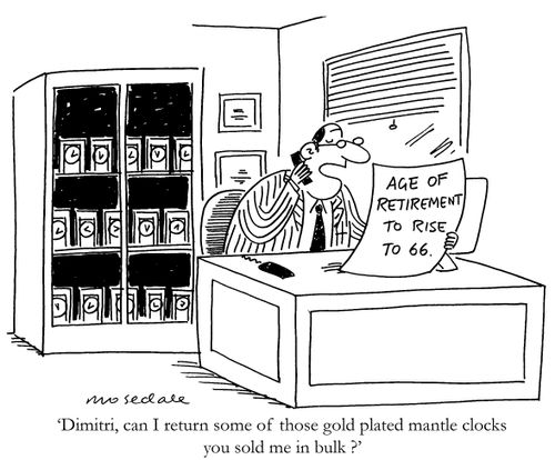 'Dimitri, can I return some of those gold plated mantle clocks you sold me in bulk ?'
