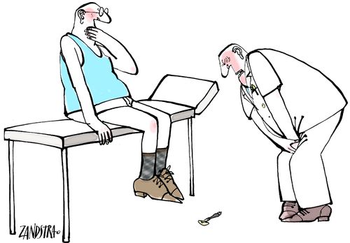 Patient kicks doctor in groin after reflex test.
