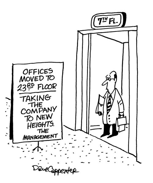 Offices moved to 23rd floor - taking the company to new heights - the management.