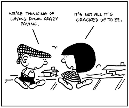 'We're thinking of laying down crazy paving.'