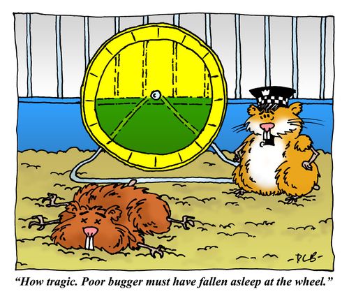 'How tragic. Poor bugger must have fallen asleep at the wheel.'