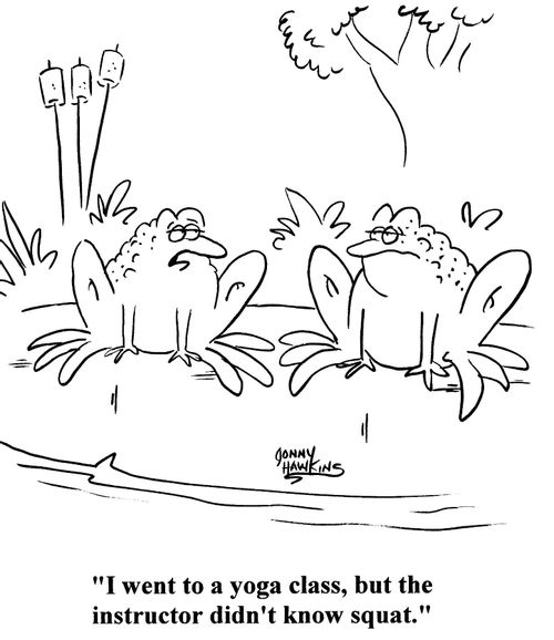 Frog to frog: I went to a yoga class, but the instructor didn't know squat.