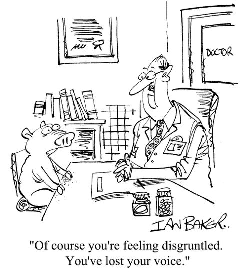Of course you're feeling disgruntled. You've lost your voice.