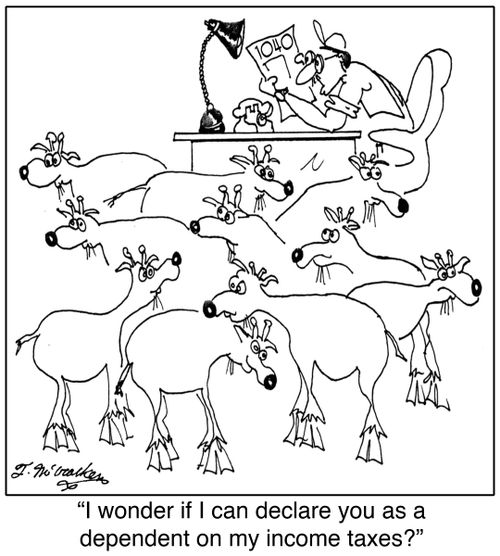 'I wonder if I can declare you as dependents on my income taxes?'