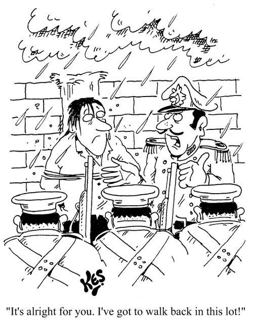 'It's alright for you. I've got to walk back in this lot!'