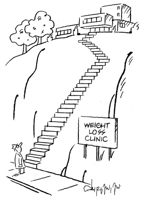 Weight loss clinic at the top of a hill.