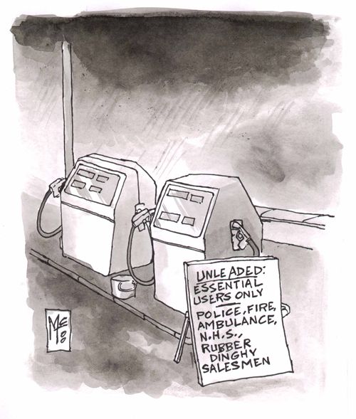 'Unleaded essential users only, police, fire, rubber dingy salesmen'
