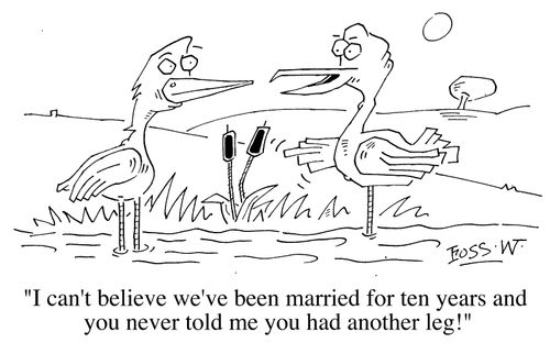 "I can't believe we've been married for 10 years and you never told me you had another leg!"