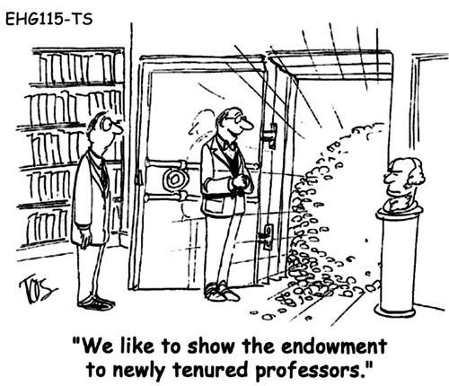 We like to show the endowment to newly tenured professors. 