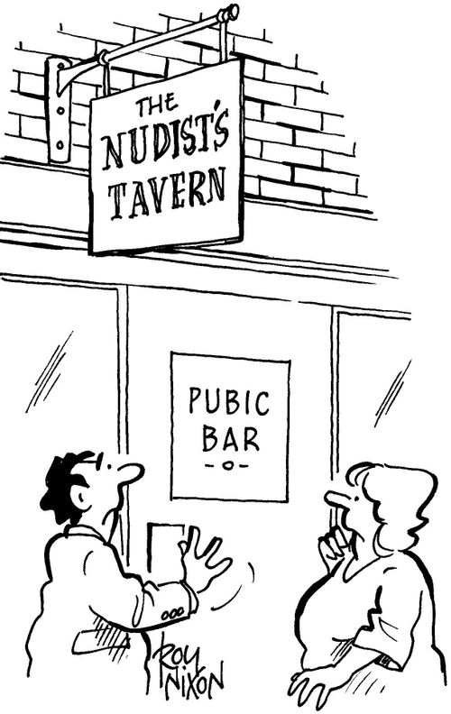 The Nudists' Tavern - Pubic Bar.