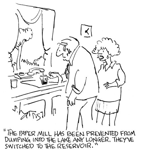 'The paper mill has been prevented from dumping into the lake any longer.  They've switched to the reservoir.'