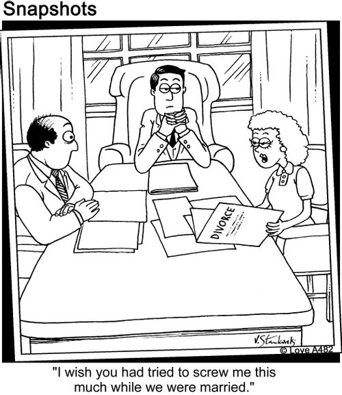 'I wish you had tried to screw me this much while we were married.'