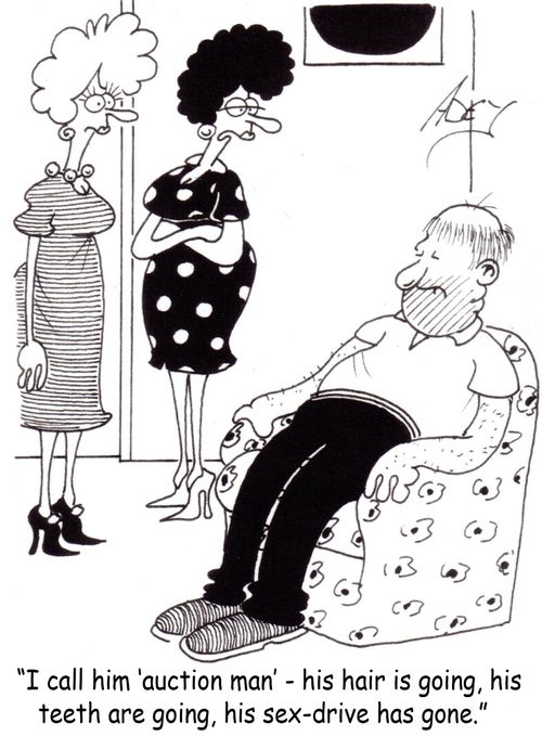 "I call him auction man - his hair is going, his teeth are going, his sex drive has gone."