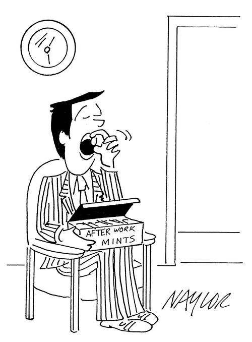 Man eating 'after work mints'