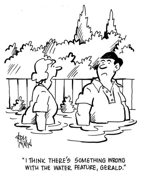 'I think there's something wrong with the water feature, Gerald.'