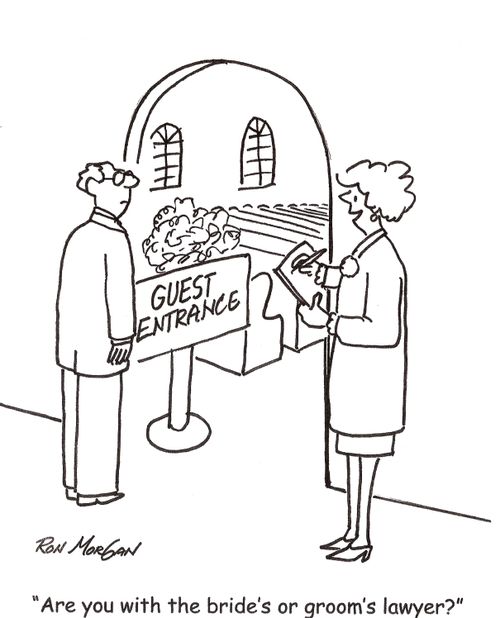'Are you with the bride's or groom's lawyer?'