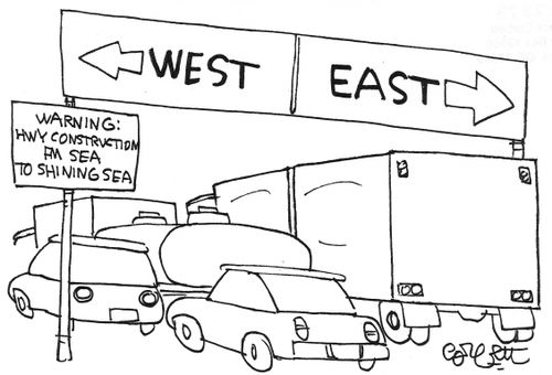 Highway warning: construction from sea to shining sea.