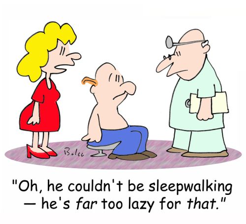 'Oh, he couldn't be sleepwalking - he's far too lazy for THAT.'