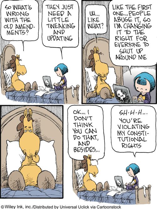 'They just need a little tweaking and updating...like the first one...people abuse it, so I'm changing it to the right for everyone to shut up around me.'