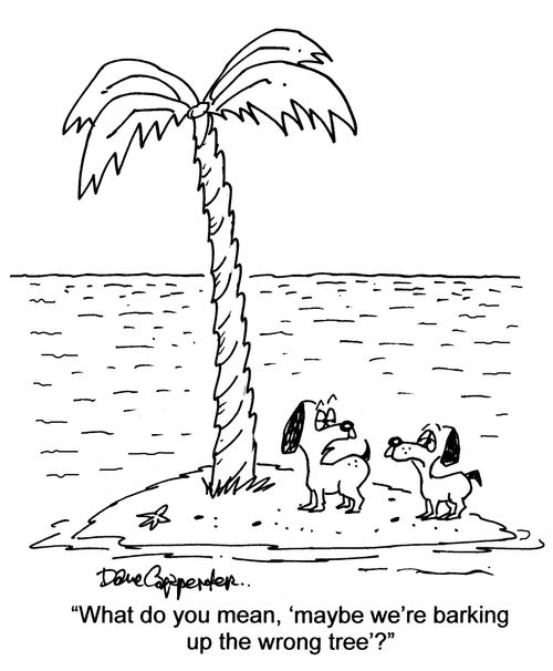'What do you mean, 'maybe we're barking up the wrong tree'?'