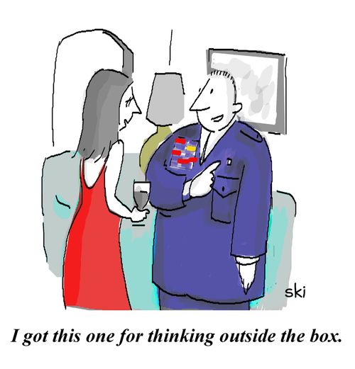 'I got this one for thinking outside the box.'