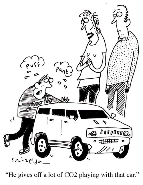 'He gives off a lot of CO2 playing with that car.'