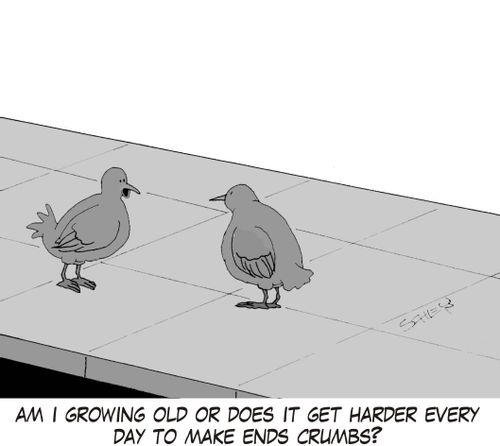 'Am I growing old or does it get harder every day to make ends crumbs'
