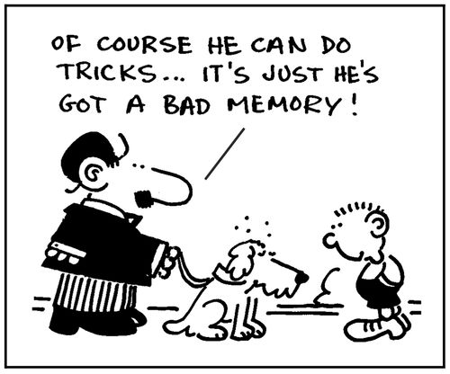'Of course he can do tricks...it's just he's got a bad memory.'