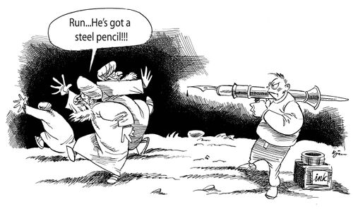 Cartoonist weapons.