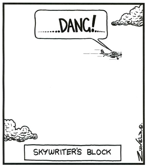 'DANG!' Skywriter's Block (a pilot having trouble writing).