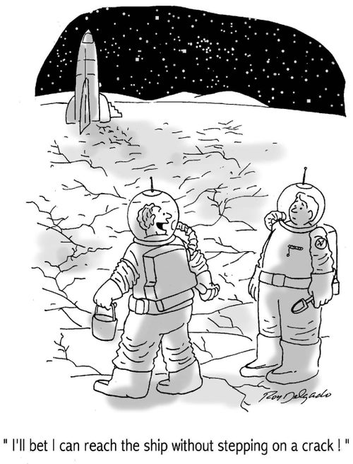 'I'll bet I can reach the ship without stepping on a crack!'