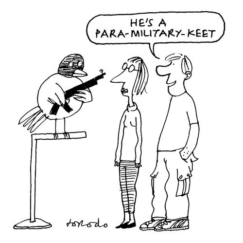 "He's a para-military-keet."