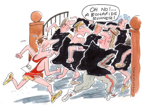"Oh no! A bonafide runner!"