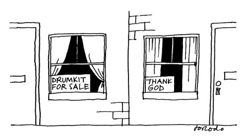 Drumkit For Sale house sign. Thank God neighbours house sign.